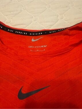 Nike Orange Dri-FIT ADV Running Top with Black Swoosh